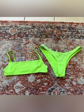 Stone Fox Swim Neon Green Women's Bikini Set - Size medium